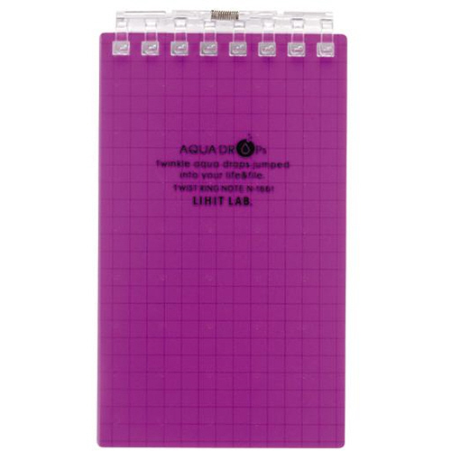 AQUA DROPs ﾂｲｽﾄﾉｰﾄ(ﾒﾓｻｲｽﾞ) 8穴 5mm方眼罫 ﾘｰﾌ40枚付属 藤 1冊画像