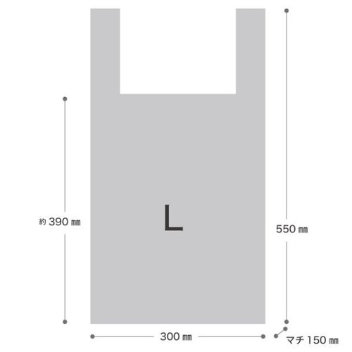 レジ袋 プチキュートレジバッグ-L(100枚) ヘッズ 透明なレジ袋が平らに広げられ、内部に軽やかなデザインが施されている様子