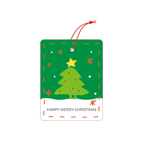 タグクリスマス緑５０×６５画像
