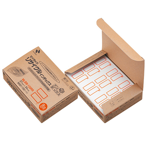 ﾏｲﾀｯｸ ﾘｻｲｸﾙｲﾝﾃﾞｯｸｽ ﾌﾞﾝﾎﾞｯｸｽ 大27×34mm 赤枠 1ﾊﾟｯｸ(900片:9片×100ｼｰﾄ)画像