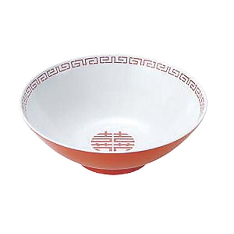 メラミン食器 瑞祥 CA-11 中華丼(丸形) 白/赤 エンテック画像