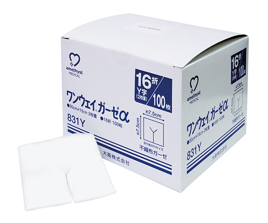 アメジスト ワンウェイガーゼα 2枚重・16折・Yカット (300×150mm)