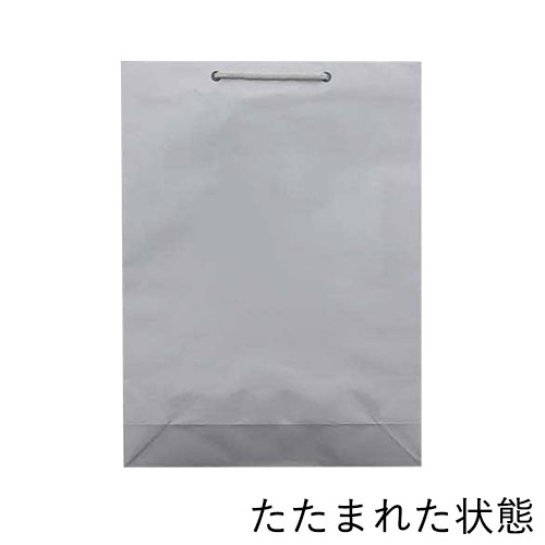 ツヤありPP加工！シルバーで持ち手紐付きの高級ギフトバッグ