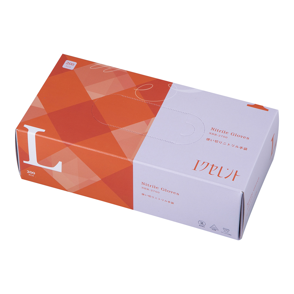 エクセレントニトリル手袋 L レッド 1箱（200枚入）画像