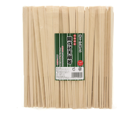 トド松 間伐材天削箸 9寸 24cm 100膳ポリ入 100本入画像