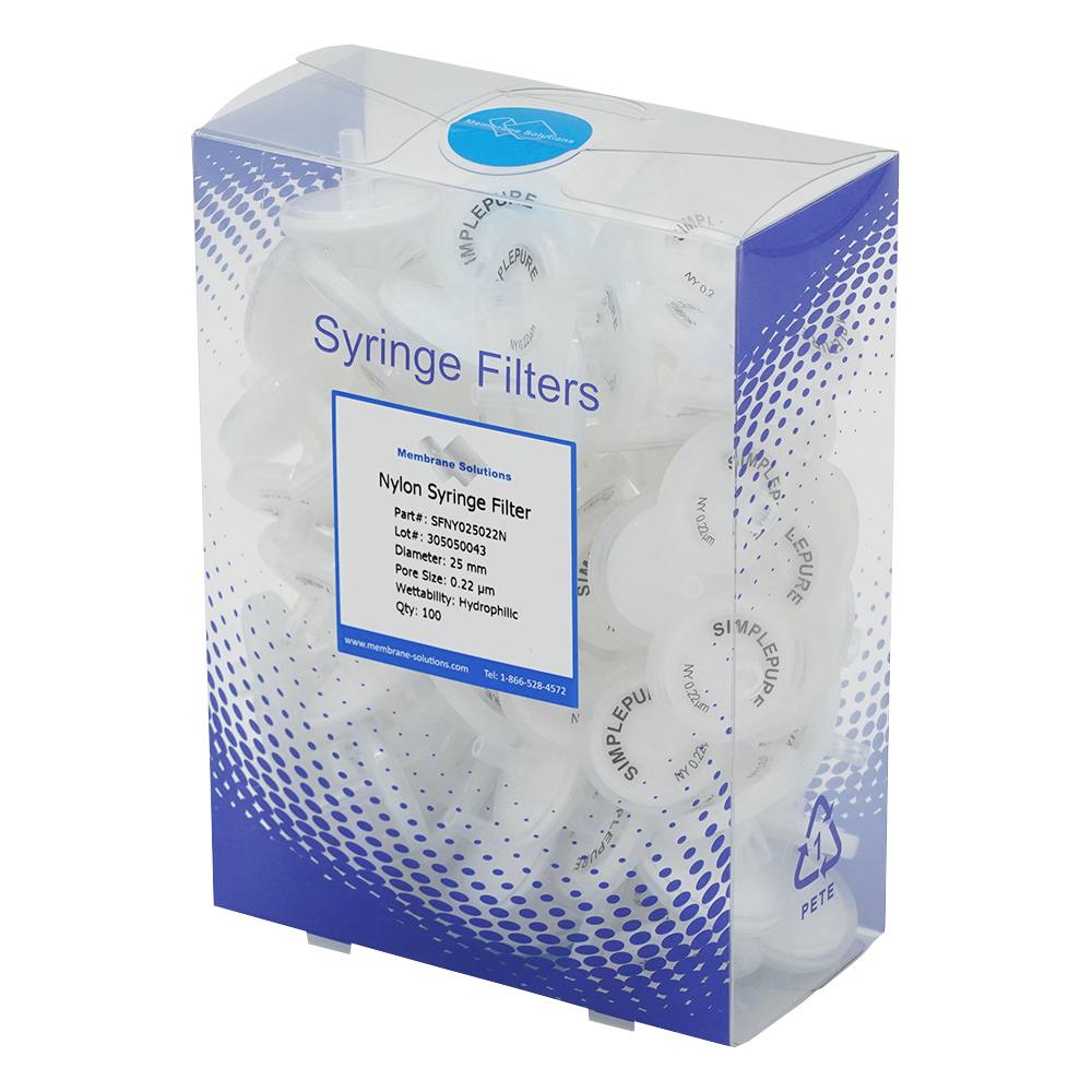 シリンジフィルター（親水性）ナイロン φ25mm/φ0.22μm 1箱（100個入）画像