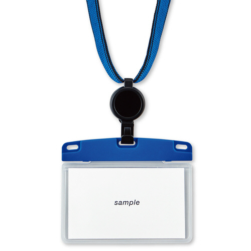 吊り下げ名札 ﾘｰﾙ式 ｱｰﾊﾞﾝｽﾀｲﾙ ｿﾌﾄﾀｲﾌﾟ ﾖｺ名刺ｻｲｽﾞ 青 1個画像