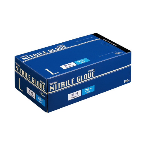 ニトリル手袋＃２０４４粉付　青　Ｌ　１００枚入画像