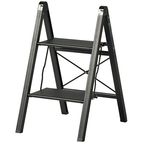 ｱﾙﾐ踏み台 ｽﾘﾑ2段 ﾌﾞﾗｯｸ 1台画像