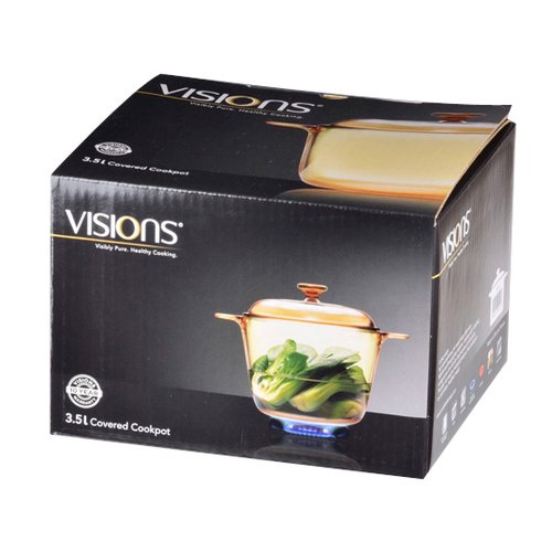 VISIONS クックポット3.5L パール金属 滑らかなガラスで作られた鍋が横から見える様子