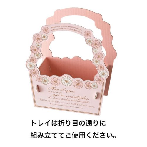ギフト箱 シェリーデイジーワンタッチトレイ-2(10枚) ヘッズ 正面から見た、折りたたまれたギフト箱が清潔感のある色合いで整然と並んでいる様子