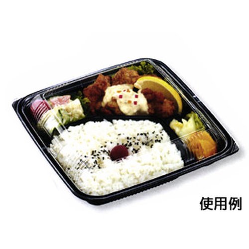 弁当容器 HSA 味里 23-20A BK 身 中央化学 黒い容器が並べられた様子