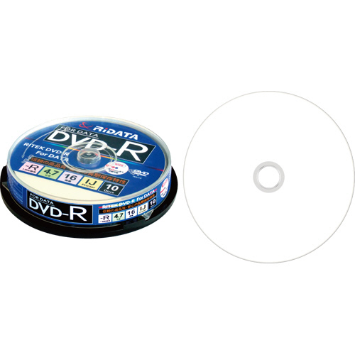 ﾃﾞｰﾀ用DVD-R 4.7GB 1-16倍速 ﾎﾜｲﾄﾜｲﾄﾞﾌﾟﾘﾝﾀﾌﾞﾙ ｽﾋﾟﾝﾄﾞﾙｹｰｽ 1ﾊﾟｯｸ(10枚)画像
