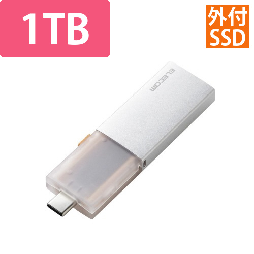 外付けSSD　1TB　Type－C対応　耐衝撃　銀