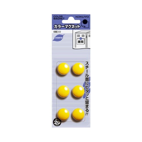 カラーマグネット　直径２０ｍｍ　６個入　黄画像