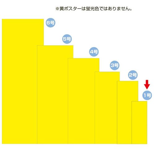 POP用紙 11-1001 黄ポスター 無地 1号 100枚入り ササガワ 黄色の無地ポスターが重なって整然とパッケージされている様子