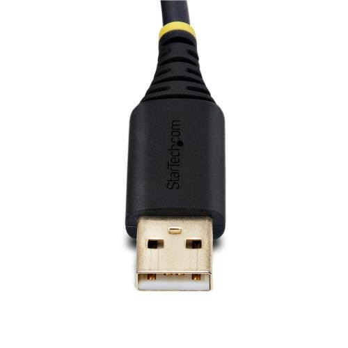 USB-RS232Cシリアル変換ケーブル　クロス　1m　ブラック　1本 接続部分がはっきり見える黒色のケーブルが横に置かれた状態