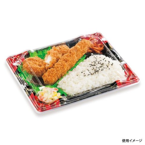 弁当容器 BF恵味8-1 アラベスク本体(N) シーピー化成 スリーブが施された円形容器が重ねられた状態