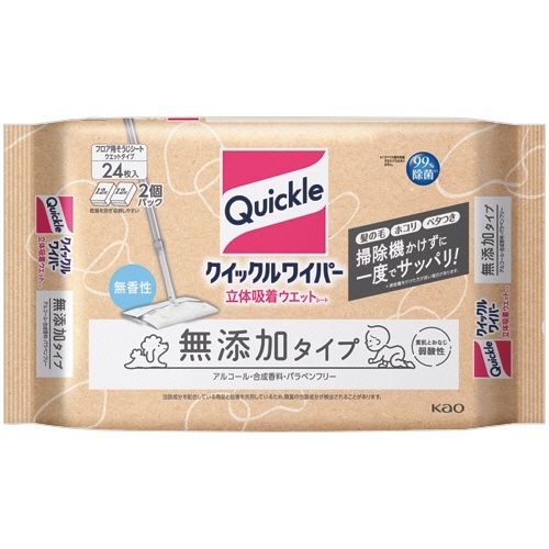 クイックルワイパー 立体吸着ウエットシート 無添加タイプ 1パック(24枚)画像
