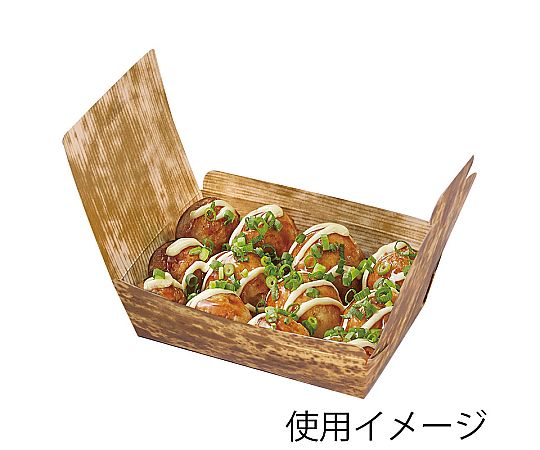 食品箱 つつみ 竹皮柄 PPL-2 50枚入 横から見た竹皮模様が施されたパッケージの一部が見える状態