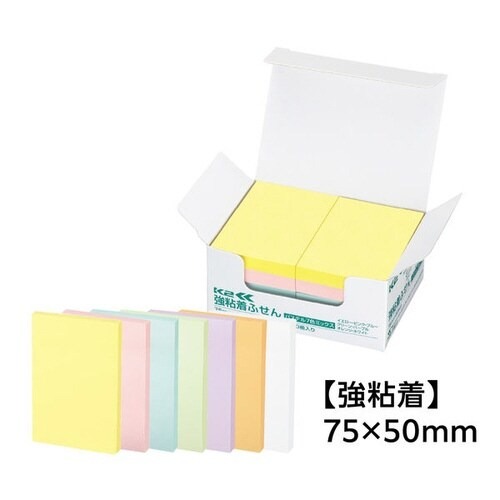 強粘着ふせん　Ｋ２　７５×５０　パステル混色１０冊画像