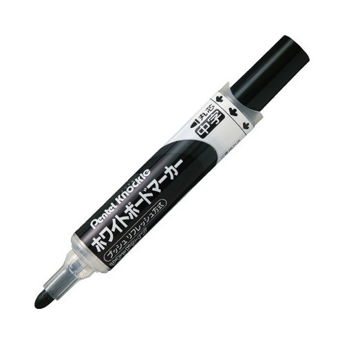 ホワイトボードマーカー　ノックル　中字丸芯　黒画像