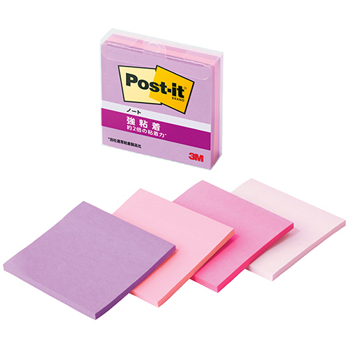 ﾎﾟｽﾄ･ｲｯﾄ 強粘着ﾉｰﾄ ﾏﾙﾁｶﾗｰ7 75×75mm 4色 1ｾｯﾄ(40冊:4冊×10ﾊﾟｯｸ)画像
