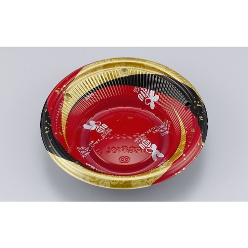 シーピー化成 どんぶり容器 BF丸丼18L 月丸赤B 本体画像