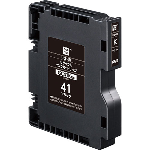 ﾘｻｲｸﾙｲﾝｸｶｰﾄﾘｯｼﾞ ﾌﾞﾗｯｸ(顔料) [ﾘｺｰ:GC41B互換] ECI-RC41B 1個画像