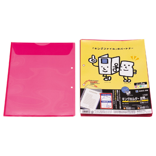 ｷﾝｸﾞﾎﾙﾀﾞｰ 封筒ﾀｲﾌﾟ ﾏﾁ付 A4ﾀﾃ 赤 1ｾｯﾄ(100枚:10枚×10ﾊﾟｯｸ)画像