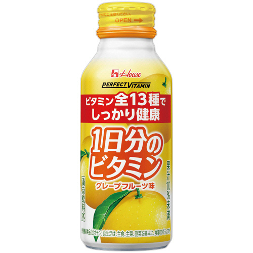PERFECT VITAMIN 1日分のﾋﾞﾀﾐﾝ ｸﾞﾚｰﾌﾟﾌﾙｰﾂ味 120ml ﾎﾞﾄﾙ缶 1ｹｰｽ(30本)画像