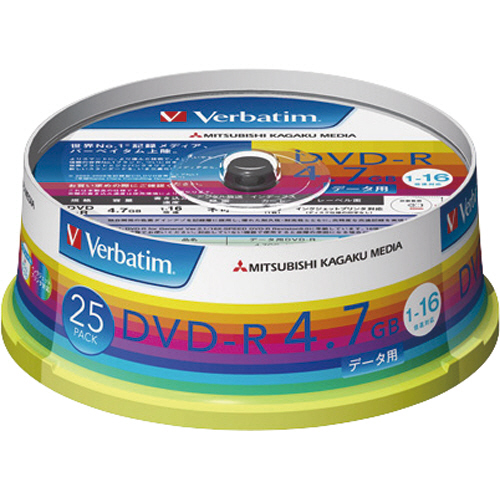 ﾃﾞｰﾀ用DVD-R 4.7GB 1-16倍速 ﾎﾜｲﾄﾜｲﾄﾞﾌﾟﾘﾝﾀﾌﾞﾙ ｽﾋﾟﾝﾄﾞﾙｹｰｽ 1ﾊﾟｯｸ(25枚)画像