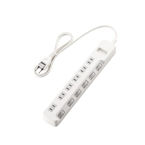 省エネタップ　個別スイッチ　６個口　１ｍ　ホワイト画像