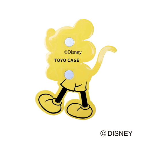 フック　マグネットフック　Disney　ミッキーマウス 白い背景にミッキーマウスのシルエットが描かれたカラフルなフックが立てられている様子
