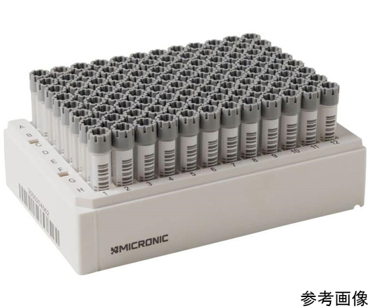 2Dバーコード付クライオチューブ Hybrid External thread 1.40mL ラック入 W1Dタイプ（側面1次元バーコード付き）1セット（96本×10ラック入）画像