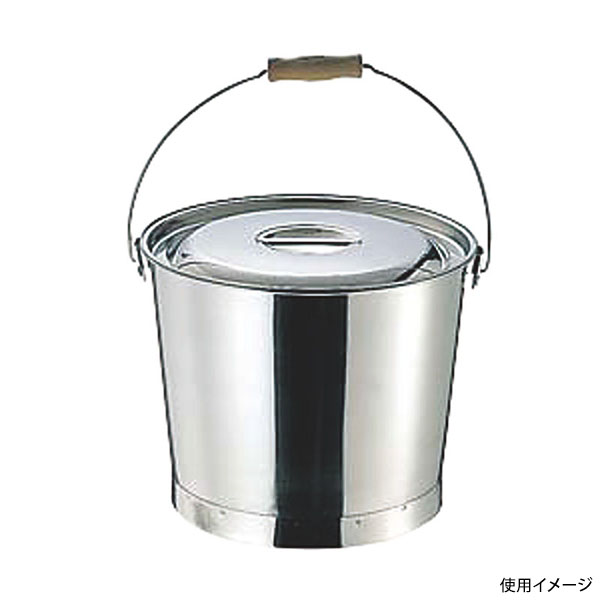 18-8プレスバケツ 10L(木柄取手) 大屋金属画像