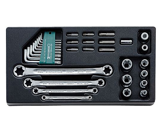 3/8"DRx1/2"DR [TORX]ツールセット ツールが整然と並べられた状態で、各サイズのハンドルが見える様子