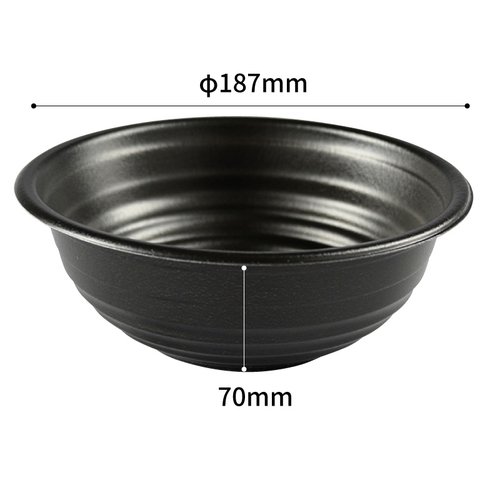 どんぶり容器 YS丼 D-3 黒 パックスタイル 黒いどんぶり容器が上から見える状態で、シンプルなデザインが特徴。