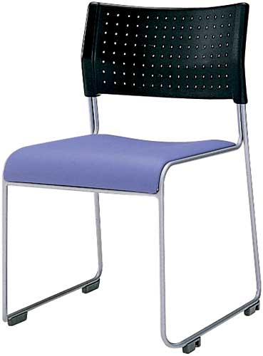 スタッキングチェア座クッションブルー４脚セット画像