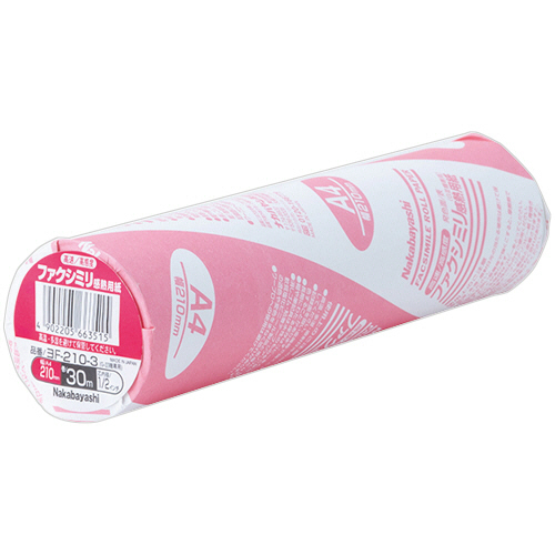 ﾌｧｸｼﾐﾘ用感熱紙 A4 幅210mm×長さ30m 芯内径0.5ｲﾝﾁ 1ｾｯﾄ(12本)画像