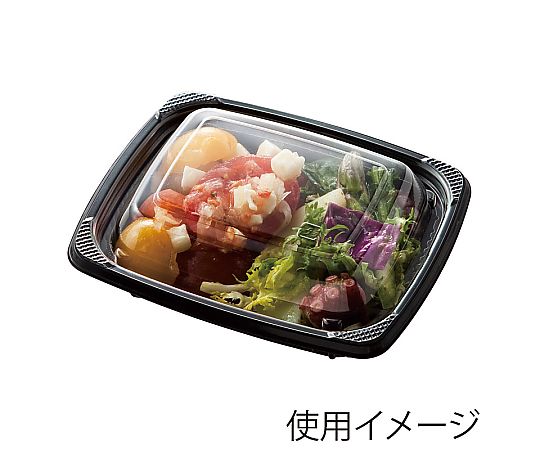 惣菜容器 MS-デリカ 小 黒 本体 50枚 黒い惣菜容器が整然と並んでいる様子