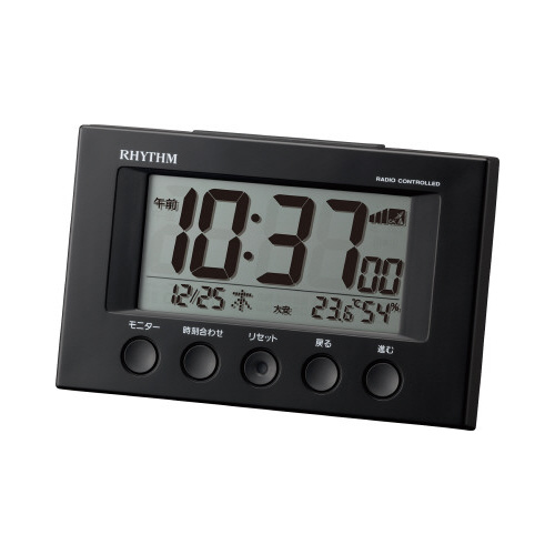 リズム多機能電波時計フィットウエーブスマート　黒画像