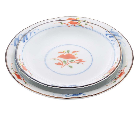 和食器コレクション　赤絵花　丸皿5寸画像
