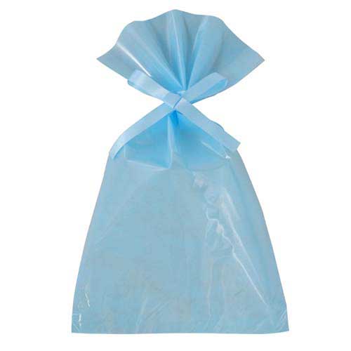 ソフトバッグクリア 2穴リボン巾着 S5 パステルブルー画像