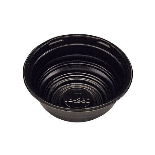 どんぶり容器 AP-360 黒 本体 エフピコチューパ 黒いどんぶり容器が横向きで並べられ、内部が透けて見える状態