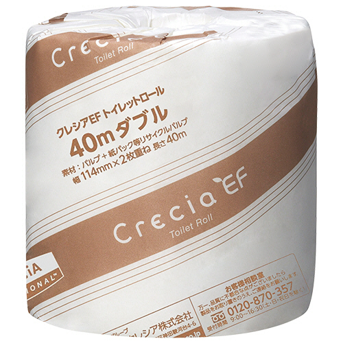 ｸﾚｼｱ EFﾄｲﾚｯﾄﾛｰﾙ 個包装 ﾀﾞﾌﾞﾙ 芯あり 40m 1ﾊﾟｯｸ(80ﾛｰﾙ)画像