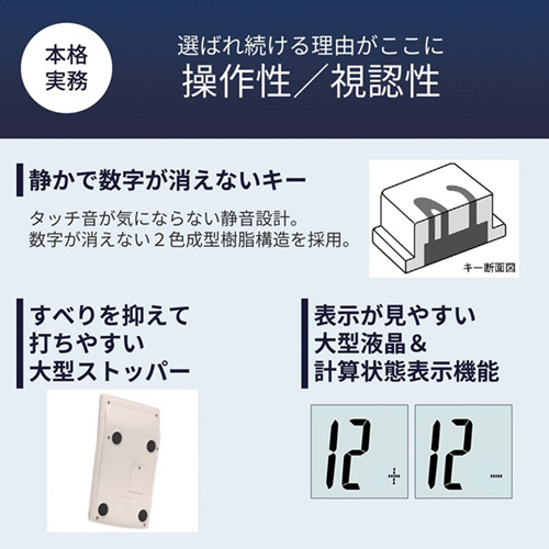 本格実務電卓　12桁　ジャストタイプ　ピンク　1台 ピンク色の本体が特徴的で、正面には操作ボタンが整然と配置されている様子