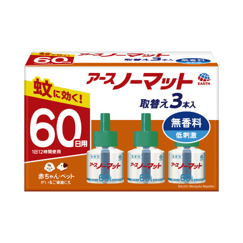 アースノーマット取替　６０日用　無香料　３本×４画像