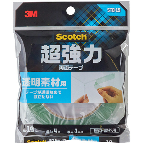 ｽｺｯﾁ 超強力両面ﾃｰﾌﾟ 透明素材用 19mm×4m 1巻画像