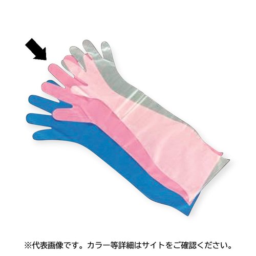 ポリ手袋 TO-50Pガードマックスゴム無ロングL ピンク ホワイトマックス画像
